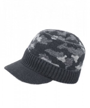 Dahlia Men's Soft & Warm Velour Lined Solid Color Visor Cap Hat - Camo Gray - CB186OSQSO3