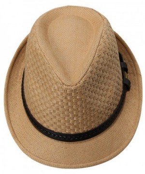 Jimall Men Women Short Brim Jazz Hat Straw Cap Sun Protection Hats Brown - C312HIGIIE5