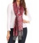 Sakkas Luna Reversible Tile Brocade Scarf Shawl Wrap Stole Soft and Warm - Burgundy - CW186K3MIRE