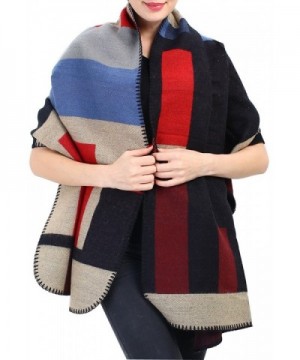 Blanket Scarf Plaid Shawl Women Poncho - Blanket Scarf- Wrap Shawl- Women Scarf Poncho - Black Red - C9187SKDK92