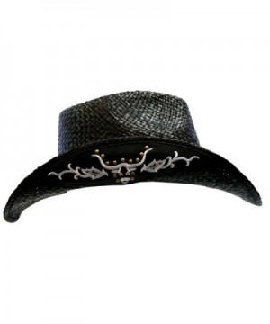 Black Cowboy Longhorn Western Hatband in Women's Cowboy Hats