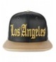 Trendy Apparel Shop Los Angeles 3D Embroidered PU Leather Style Flatbill Snapback Cap - Black/Gold - CR12O37O2EM