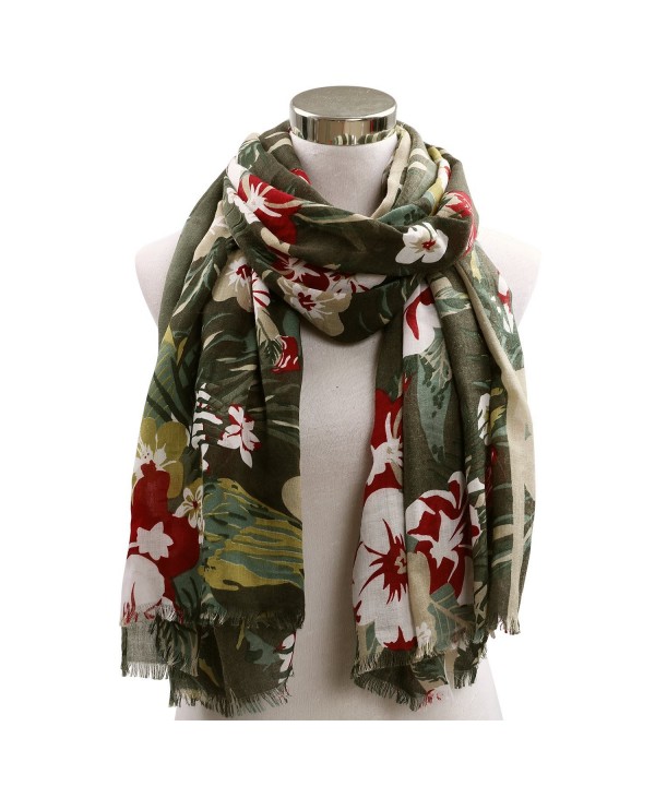 Odema Womens Scarf Stylish Scarves Shawl Wraps Multicolor Flower Blanket Scarf - Army Green - CZ185QRO4ZH