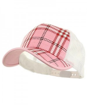 Plaid Straw Trucker Caps - Pink - C6111GHZZ7V