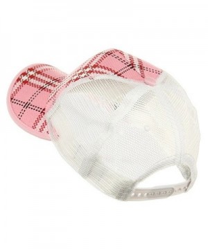 MG Plaid Straw Trucker Caps Pink