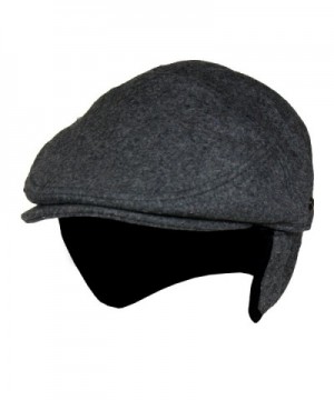 Folie Co. Charcoal Grey Wool Winter Ivy Cabbie Hat w/Fleece Earflaps - Driving Hat - CD188HHWGT2