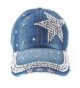Elonmo Cute Silver Big Star Womens Baseball Cap Jewel Rhinestone Bling Hats Jeans Wash Denim - Blue - CJ11YMO2JBZ
