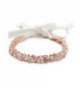Mariell Blush Rose Gold Crystal Cluster Bridal Wedding Headband Hair Vine with Ribbon - CP12O46Z6WA