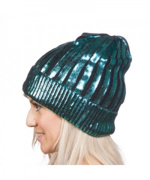 Shiny Metallice Cuffed Beanie Turquoise