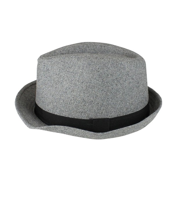 Fedora Hat with Black Ribbon Woman's - Light Grey - CB11IQB36UX