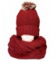 KMystic Thick Winter Slouch Hat and Infinity Scarf Set - Fur Pom Red - CP187409GKK