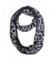 Leopard Print Infinity Scarf With Rhinestone Design - Black & White - CN11JW7QAYX