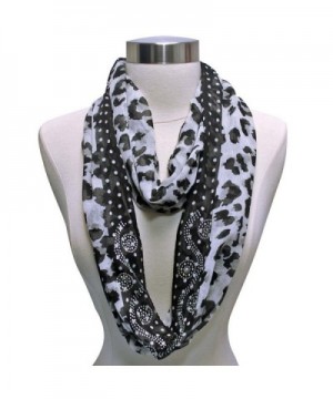 Black White Leopard Infinity Rhinestone in Fashion Scarves