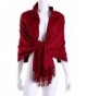 MuNiSa Women's Large Soft Pashmina Cashmere Blend Shawls Wrap Stole Scarf with Tassel - Burgundy - CM186RZ9XIN