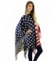 American Flag Print Poncho Fringe