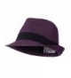 Pleated Hat Band Straw Fedora Hat - Purple - Purple - CF11E8U1TZZ