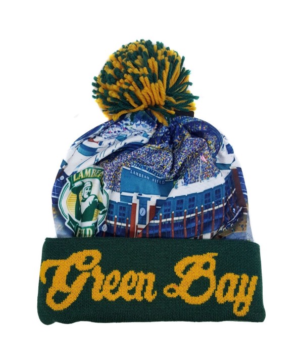 Green Bay Winter Picture City View Beanie Skull Cap - CQ12N7F6XGA