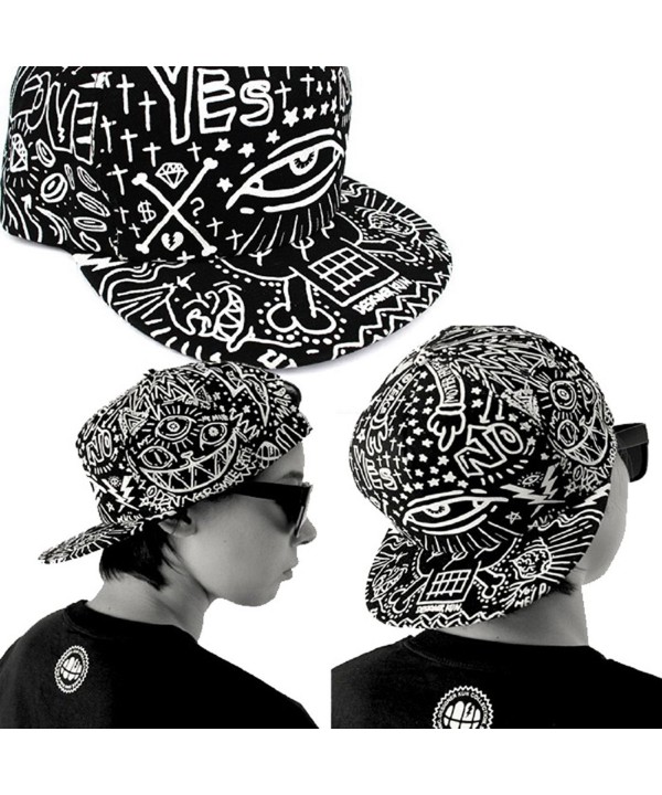 Shensee Neutral Retro Baseball Flat Bill Hat Hippie Eye Hiphop Adjustable Cap - CL126OXR4EX