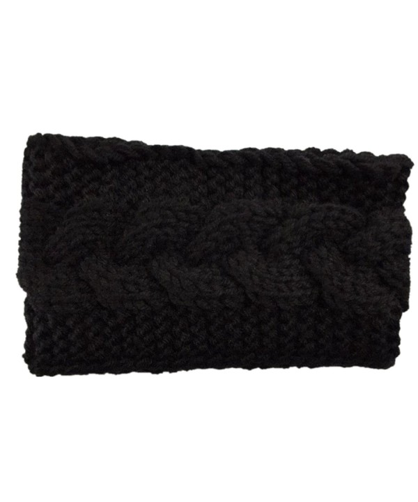 Wiipu Winter Ear Headwrap Crochet Knitted Headband Hairband(n1266) - Black - C7120P82MGD