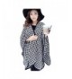 Women Houndstooth Cloak Scarf Slit Long Pashmina Shawl Knit Cape - Black - CK11T784OXR