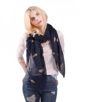 MissShorthair Womens Fashion Embroidery Scarfs Silver Golden Embroidered Shawl Wraps - Gold Feather - C912OBT2GJP