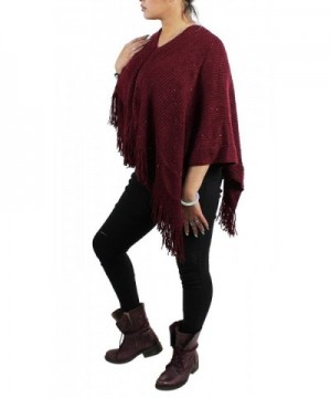 Bohemian V Neck Sequined Tasseled Poncho