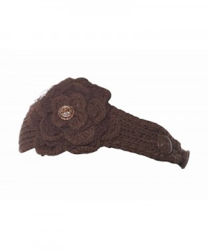 Chilled Carnation Knit Winter Headband with Flower - Brown Lace - CC12N1NUZ3Z