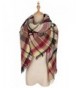 Plaid Blanket Tassels Soft Warm Scarf Large Gorgeous Wrap Shawl - Brown Red - CQ186Z9YXIA