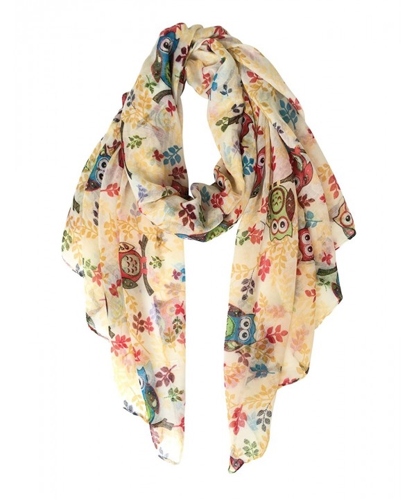 Herebuy - Cute Owl Printed Scarf for Winter Lightweight Women's Scarves Shawl - Beige01 - CS182XQH5GL