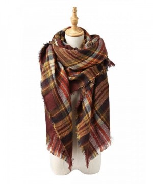Trendy Blanket Stylish Checked Scarves - Coffee Warm - C4187G37HRA