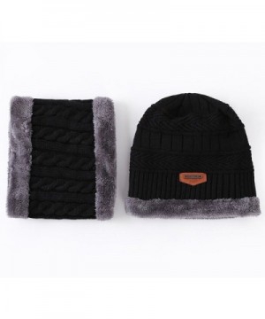 ocuS Winter Knit Hat Scarf Set Soft Thick Beanie Hat Warm Skull Cap For Men & Women - Black - CG188RT9UQ9