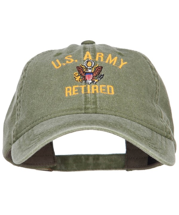 US Army Retired Military Embroidered Washed Cap - Olive - CP185ODOT6Z