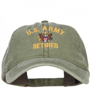 US Army Retired Military Embroidered Washed Cap - Olive - CP185ODOT6Z
