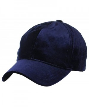 C.C Unisex Soft Velvet Crushable Blank Adjustable Baseball Cap Hat - Navy - CJ187DSKKMS