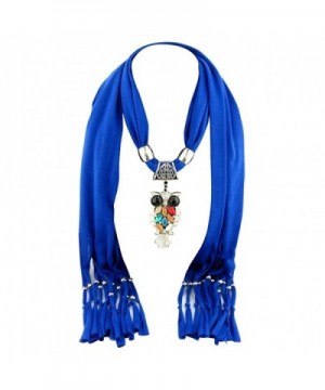 Iusun Luxury Women Heart Gemstone Necklace Scarves Shawl Soft Scarf Wraps - Blue 1 - CP12NSHTPEQ