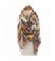 Plaid Checked Tartan Scarf Wrap Shawl - Grey Orange - C011TW6UOS3