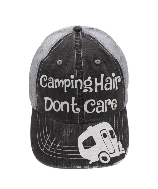 Camping hair Don't Care Glittering Rocks any Outfit Trucker Cap Hat (Grey/White) - CQ12O6EEOK8