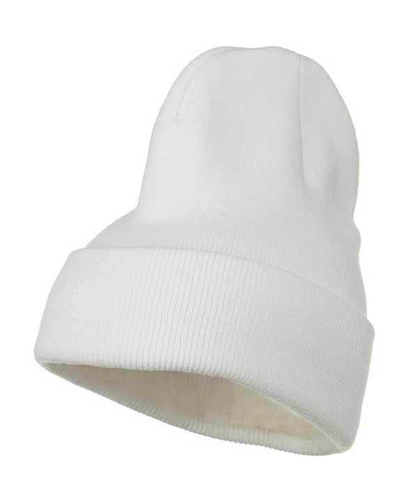 Big Stretch Plain Cuff Long Beanie - White (for Big Head) - C8115EH75VX