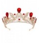 Wiipu Baroque Drop Rhinestone Crystals leaves Tiara Crown-5.5" Diameter(A1700) - Red - C11884GSY5X