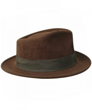 Brown Wide Structured Fedora Feather in Men's Fedoras