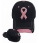 Pink Ribbon Cap Breast Cancer Awareness Embroidered Black Womens Hat - CZ127I2637N