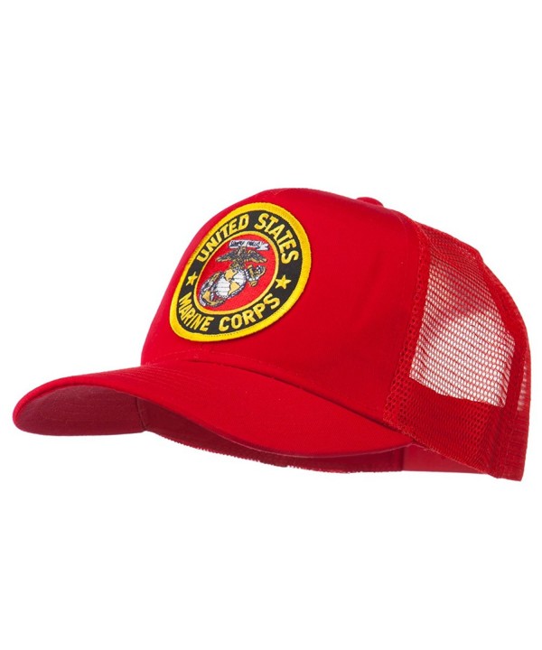 Round US Marine Corps Patched Mesh Cap - Red - CV11RNPOFVH